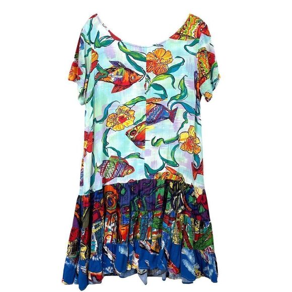 Jams World Hattie floral koi fish printed mini‎ Dress Sz M - Picture 7 of 9